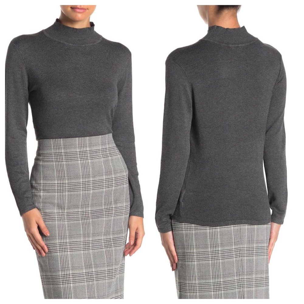 NEW T Tahari Gray Essential Mock Neck Sweater Size Small - Picture 1 of 10
